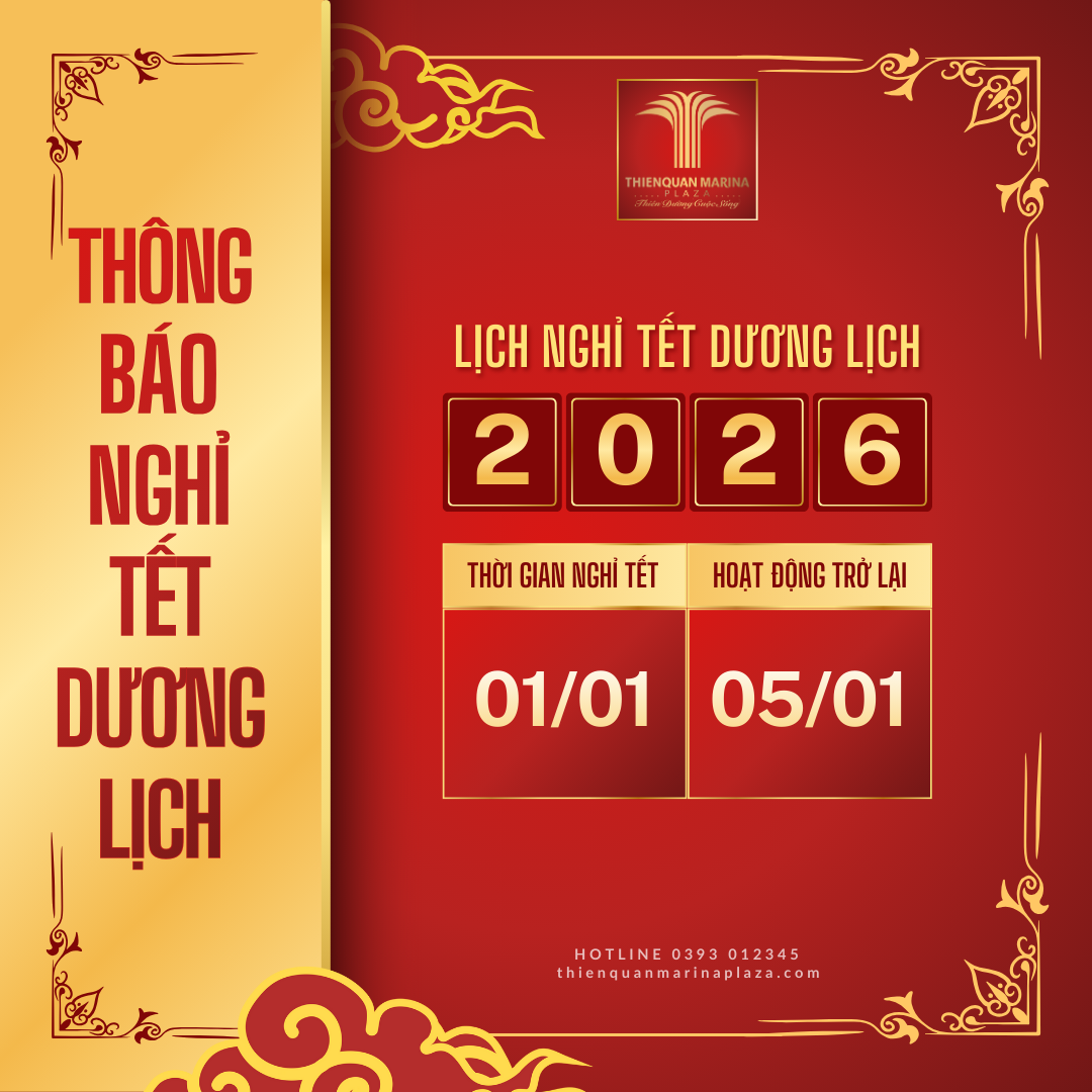 Thông báo Lịch Nghỉ tết 2026 Thiên Quân Marina Plaza Cần Thơ